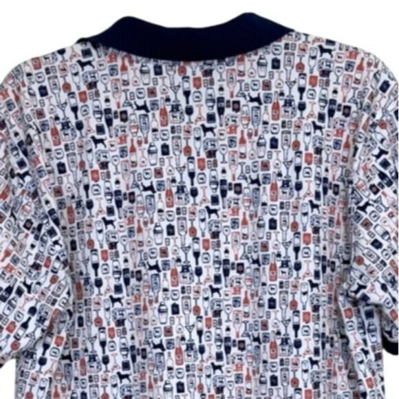 The Black Dog Mens Polo Shirt Short Sleeve Cocktail Bar Print Cotton Size S - Picture 3 of 8